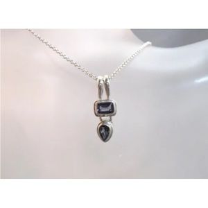 Sterling silver and faceted blue iolite pendant necklace